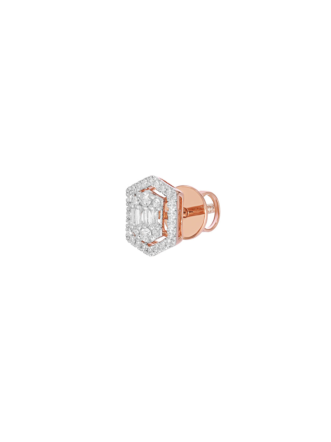 BAYAN Baguette Cut Hexagon Earring | Lab Grown Diamond | Silver | SGL Certified