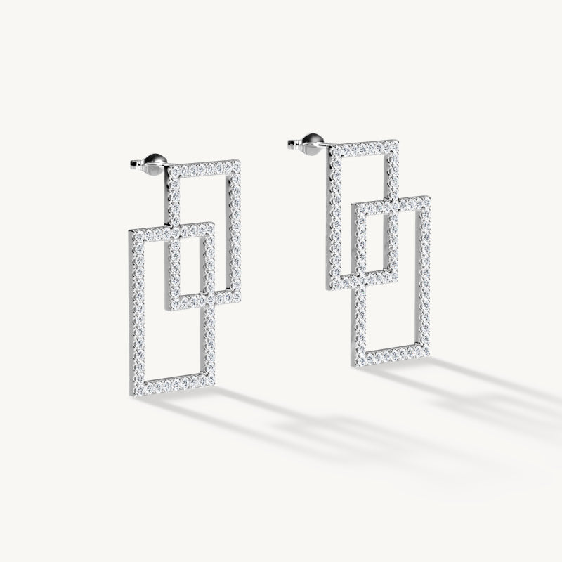 Interlinked Rectangle Stud Earrings