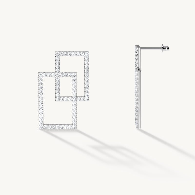Interlinked Rectangle Stud Earrings