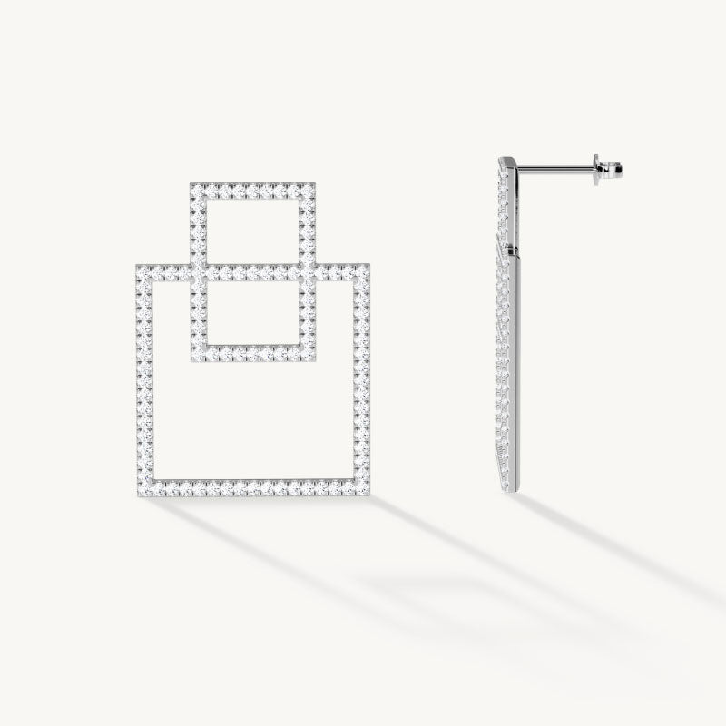 Double Square Stud Earrings