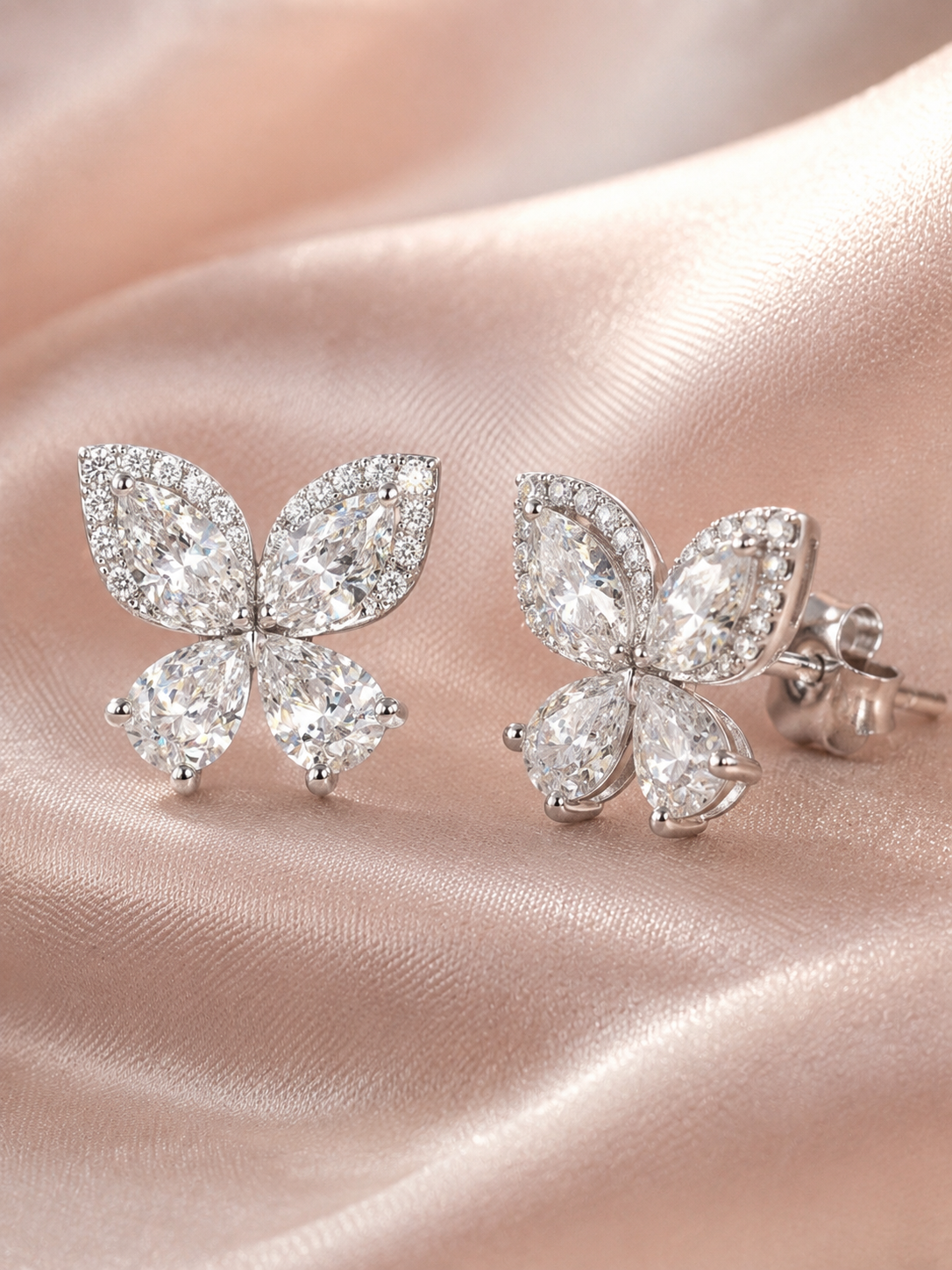 Butterfly Earrings — CZ & Silver