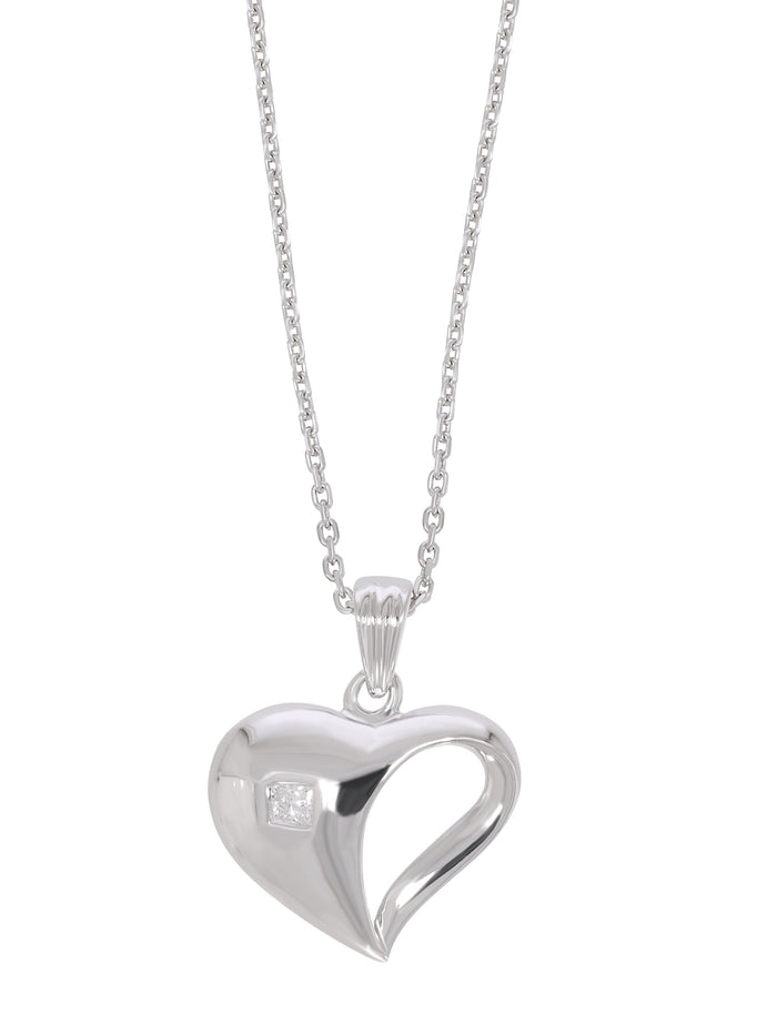 BAYAN Princess Cut Love Pendant 0.05ct | Lab Grown Diamond | Silver | SGL Certified