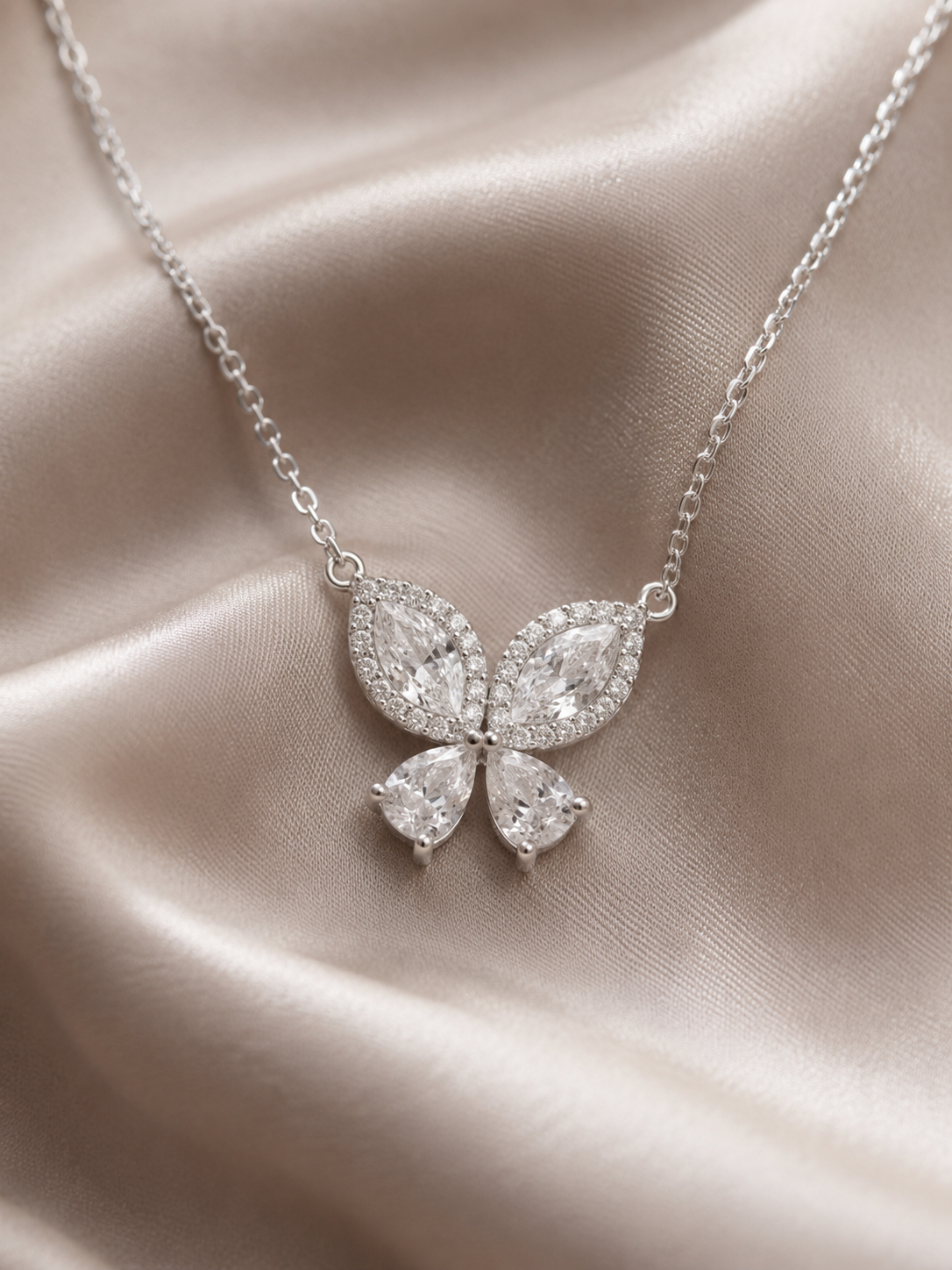 Butterfly Necklace — CZ & Silver