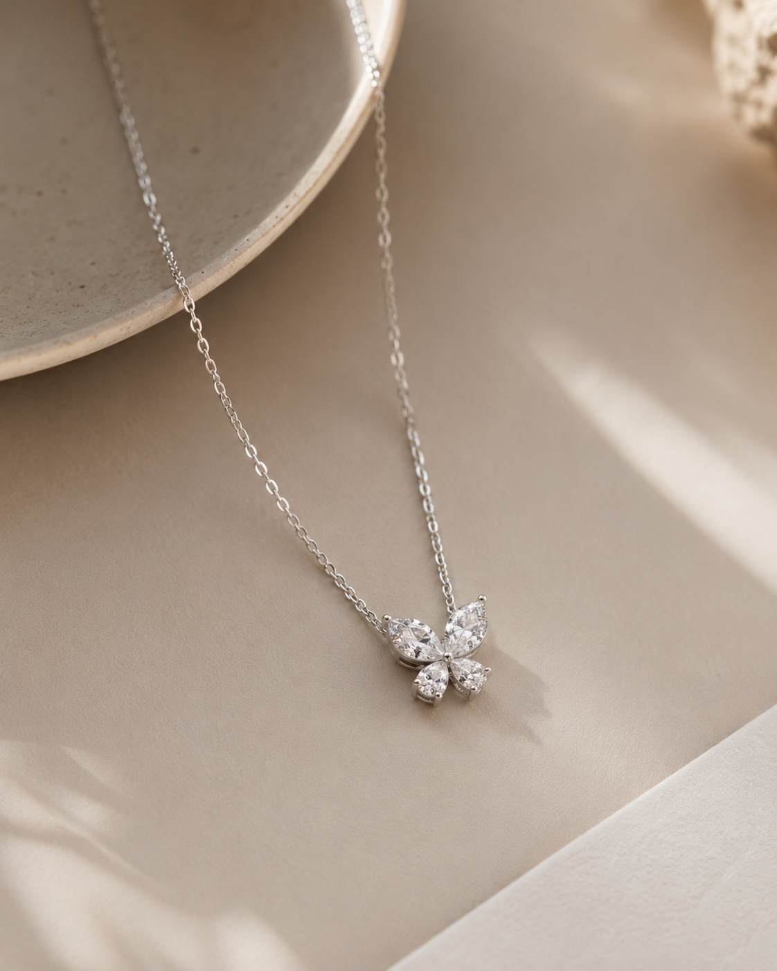 Butterfly Necklace — CZ & Silver