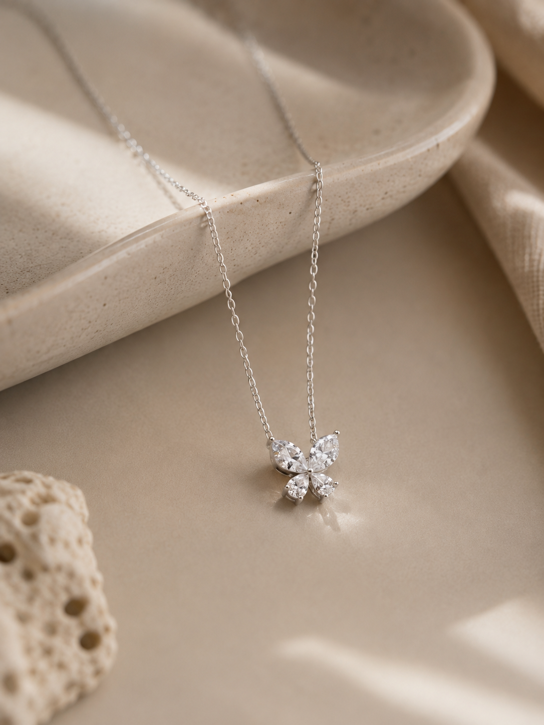 Butterfly Necklace — CZ & Silver