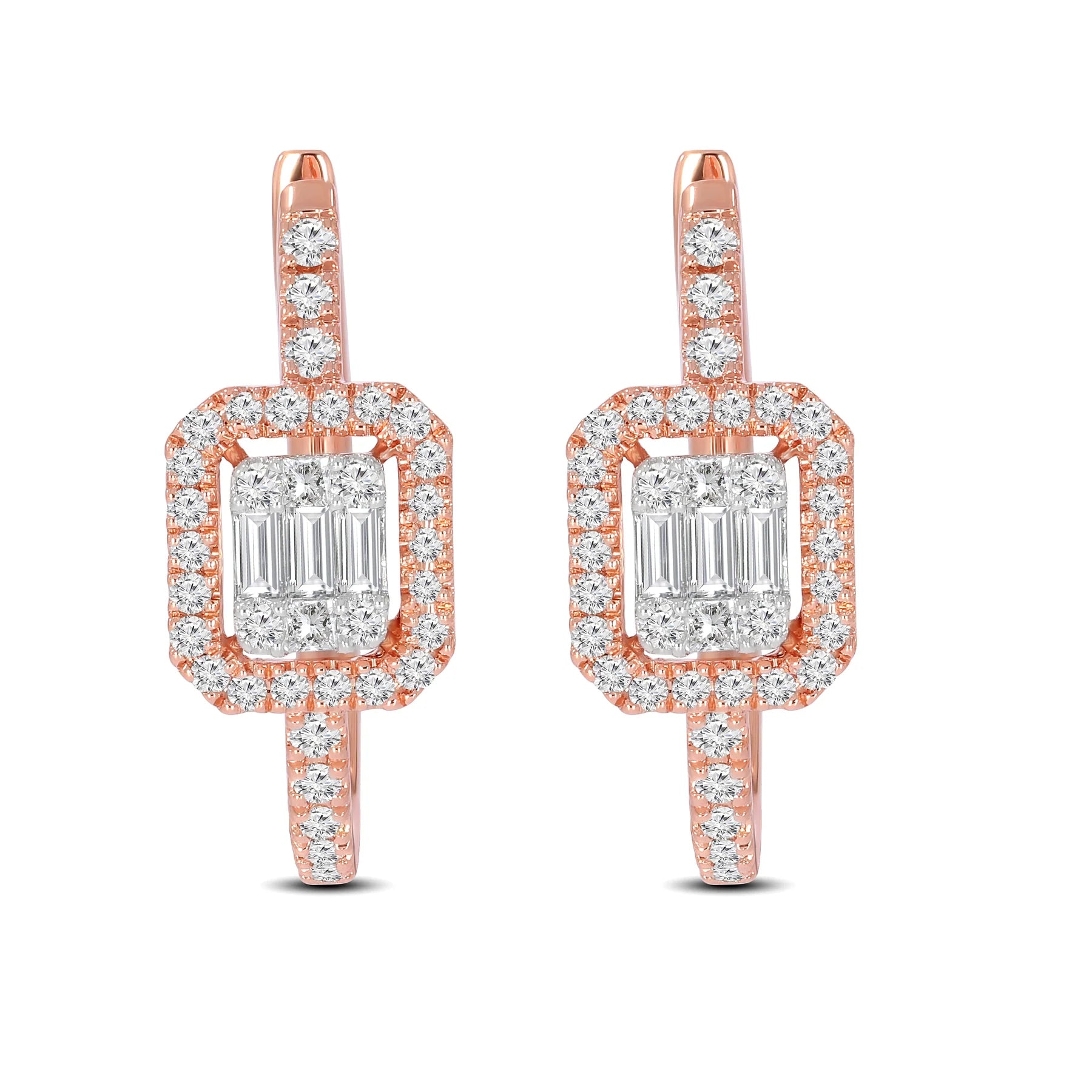 Baguette Composite Huggies — Lab-Grown Diamond & Silver, SGL Certified