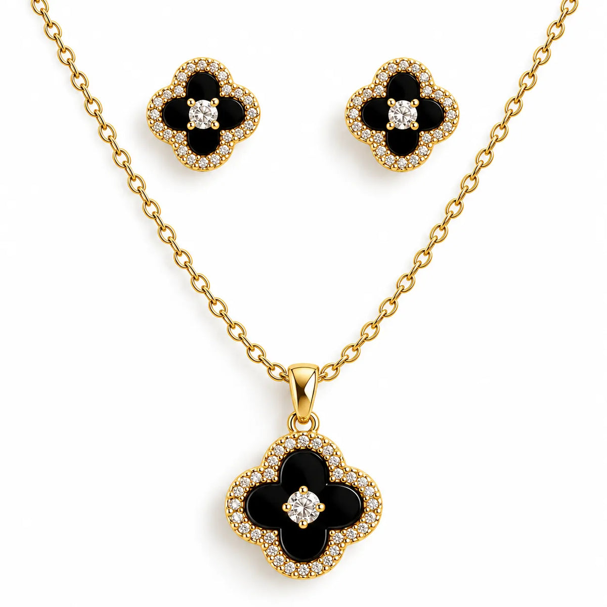 Dark Bloom Pendant Set - Yellow Gold