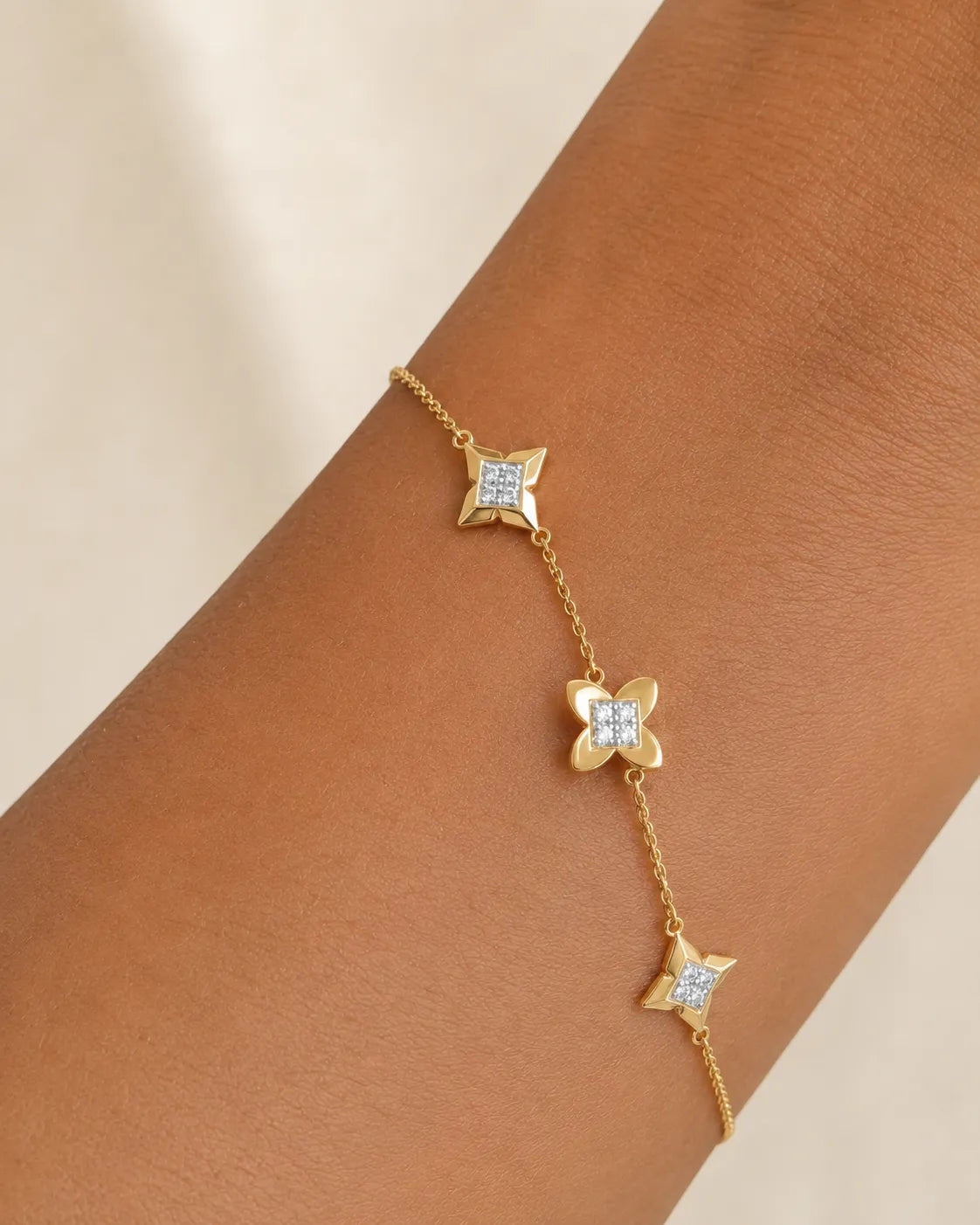 Clover Stack Bracelet — CZ & Silver