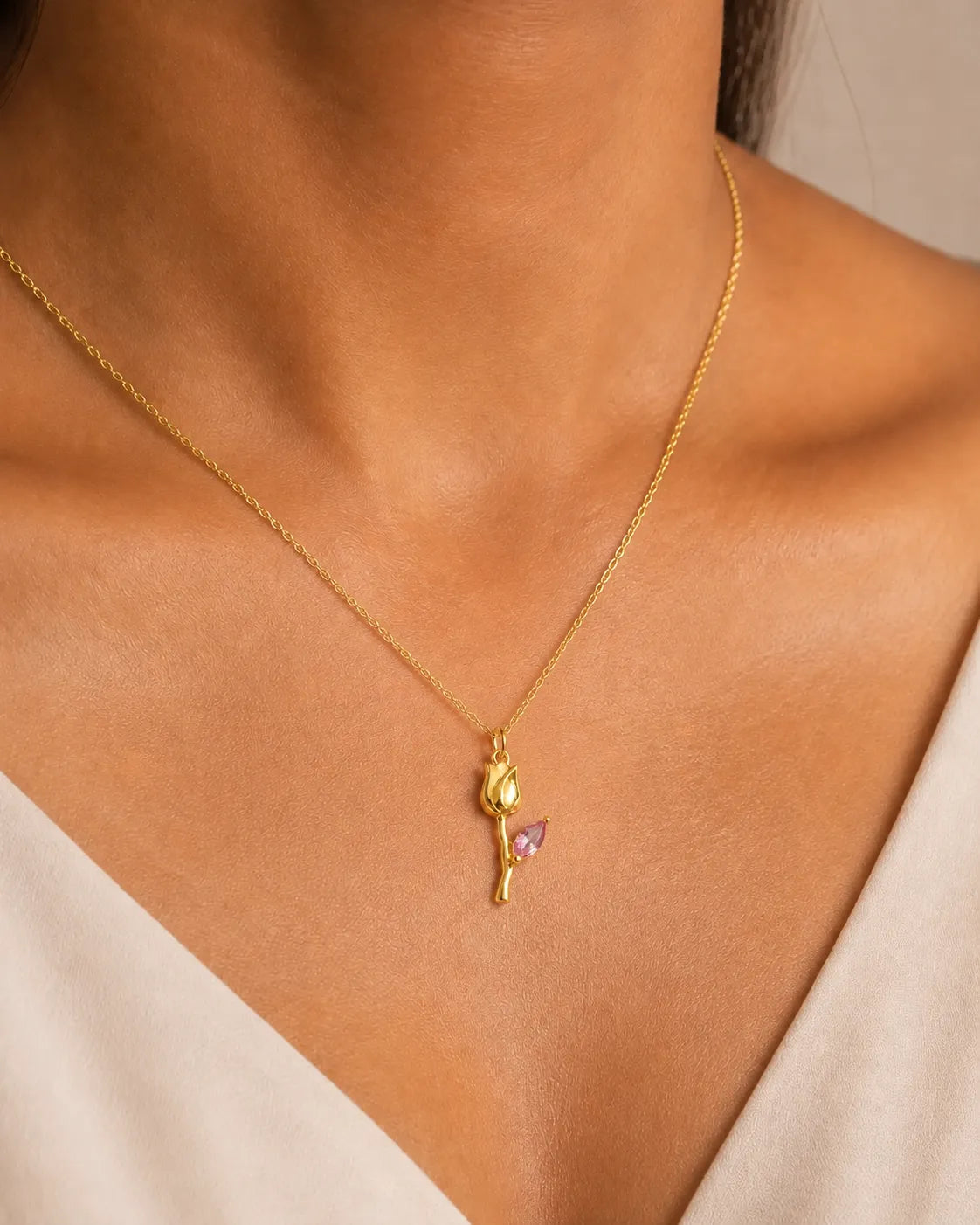 Rose Pendant — Color Stone & Silver