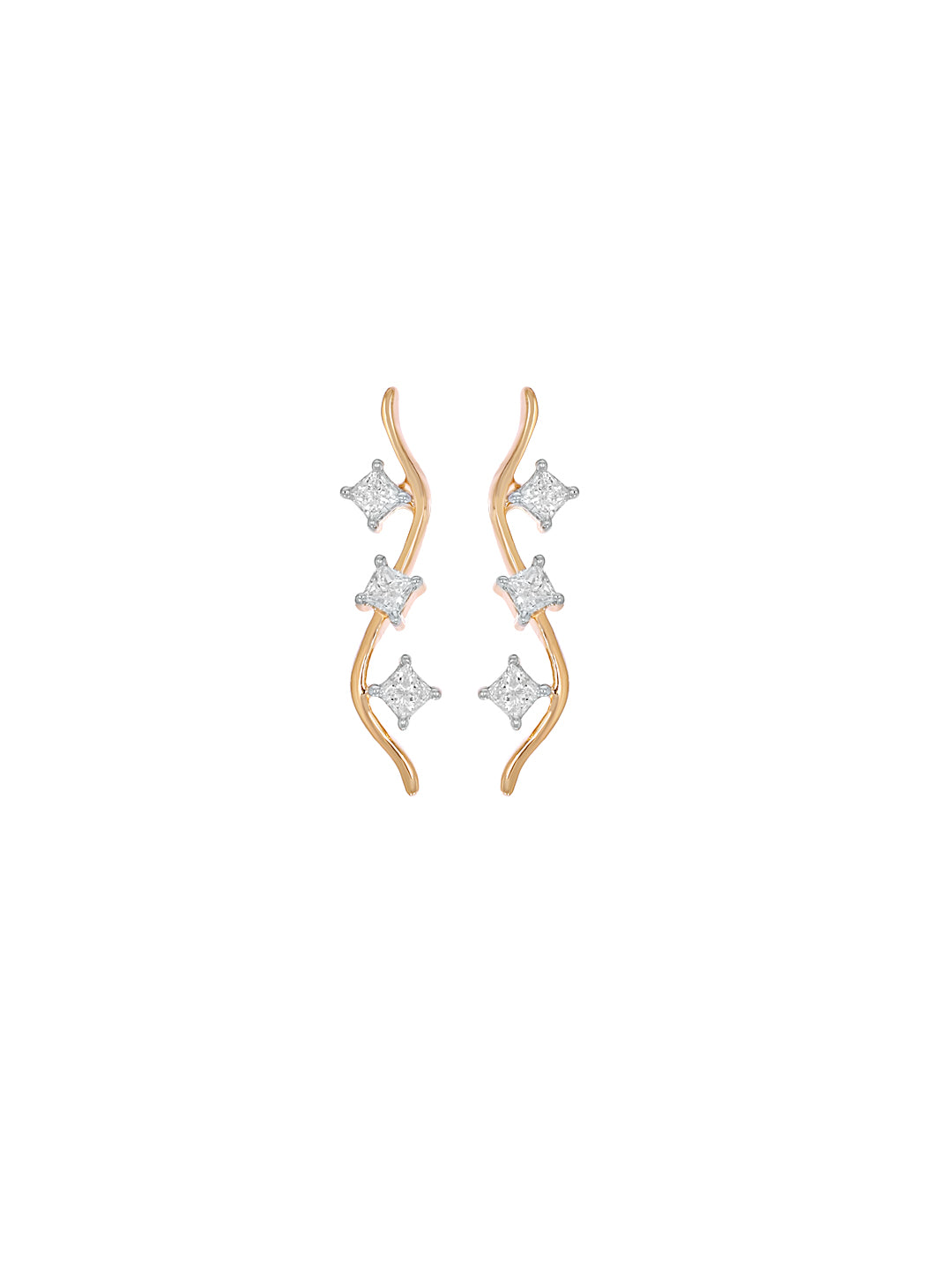 Princess Cut Curve Earring