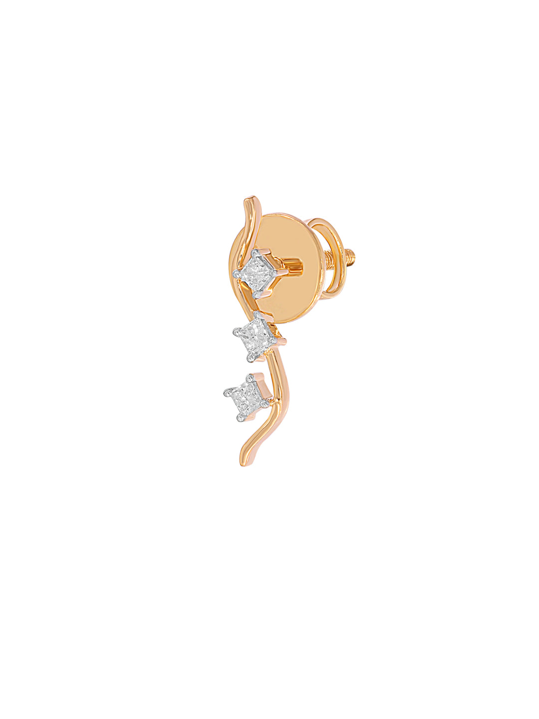 BAYAN Princess Cut Curve Earring | Lab Grown Diamond | Silver | SGL Certified