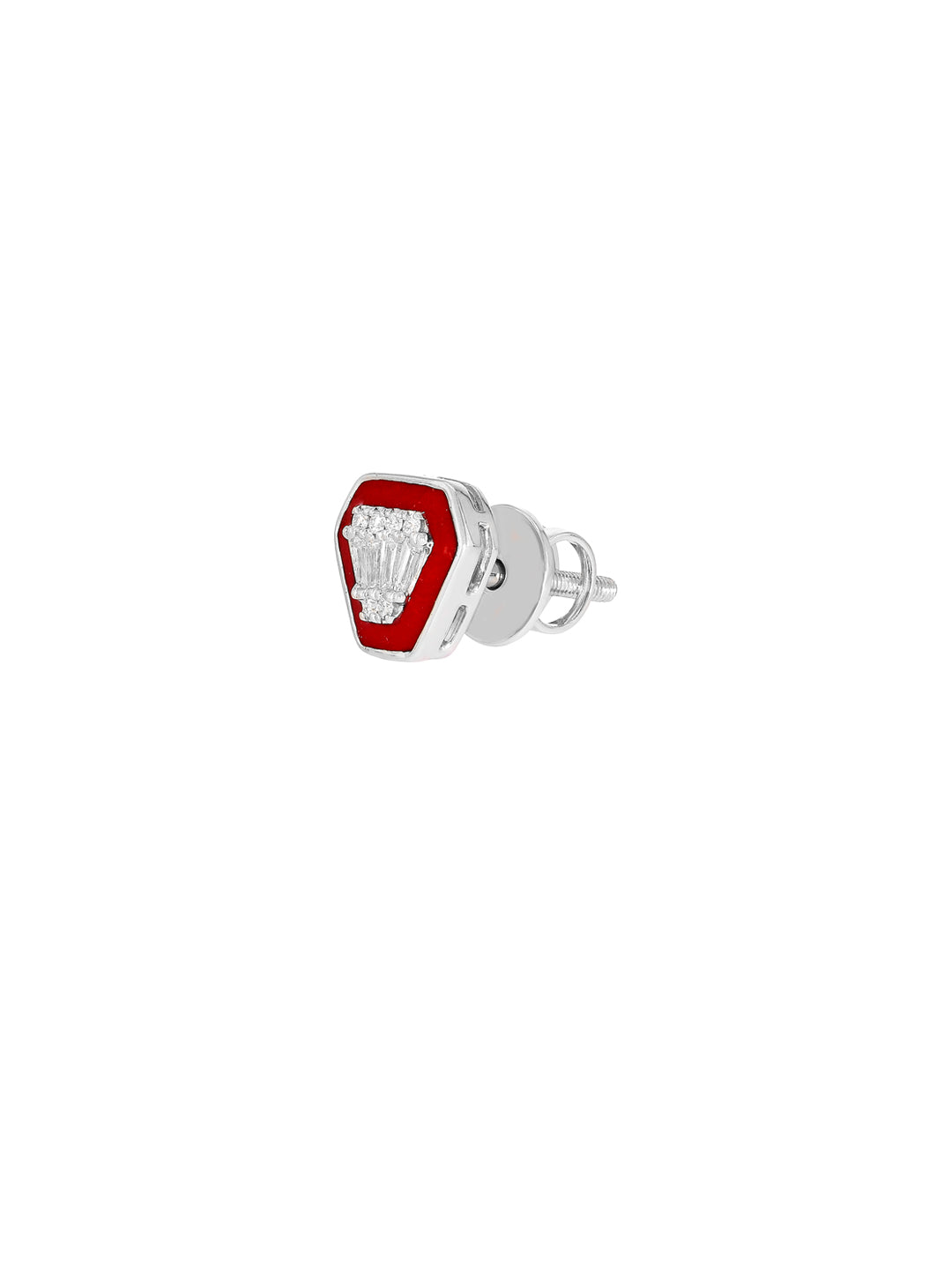 BAYAN Baguette Cut Composite Enamel Earring | Lab Grown Diamond | Silver | SGL Certified