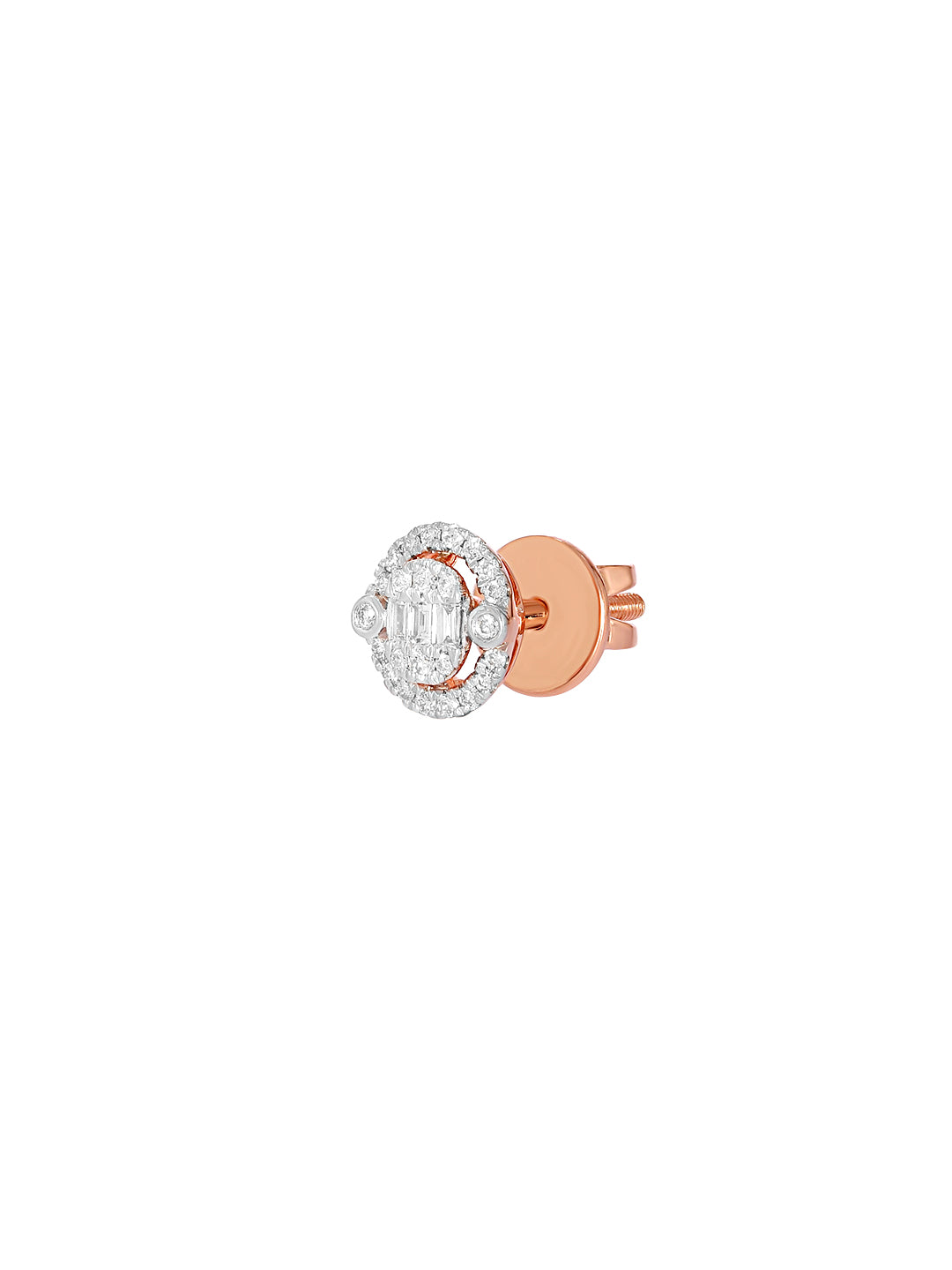 BAYAN Baguette Cut Composite Oval Earring | Lab Grown Diamond | Silver | SGL Certified