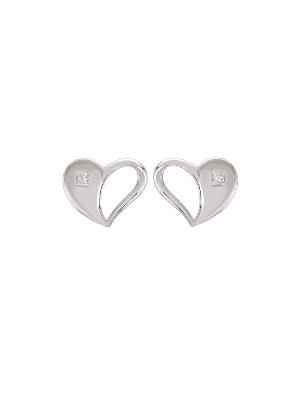 BAYAN Princess Cut Love Earring 0.08ct | Lab Grown Diamond | Silver | SGL Certified