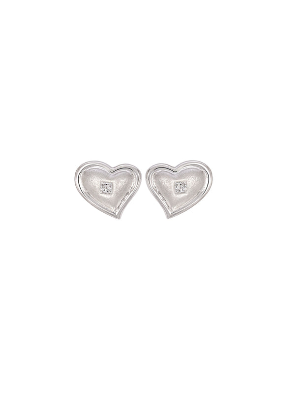 BAYAN Princess Cut Heartbeat Earring | Lab Grown Diamond | Silver | SGL Certified