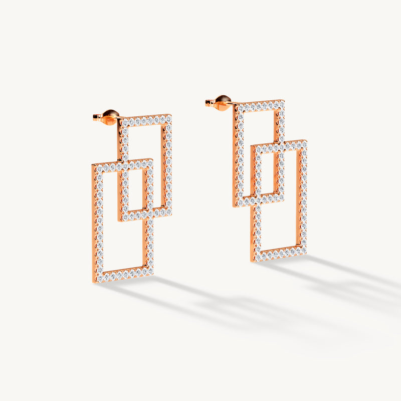 Interlinked Rectangle Stud Earrings