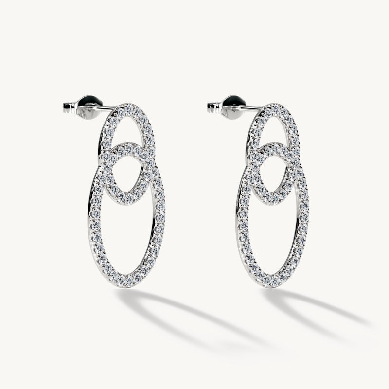 Linked Oval Stud Earrings