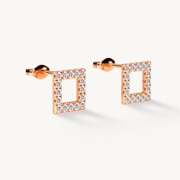 BAYAN Square Stud Earrings | Lab Grown Diamond | Silver | SGL Certified