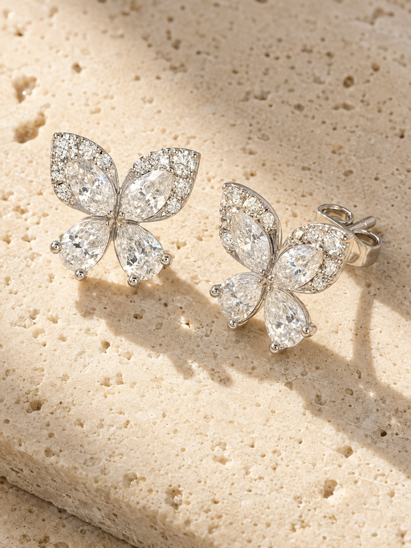 Butterfly Earrings — CZ & Silver