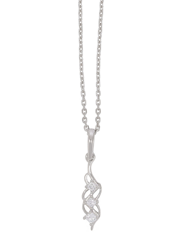 BAYAN Princess Cut Zigzag Pendant | Lab Grown Diamond | Silver | SGL Certified