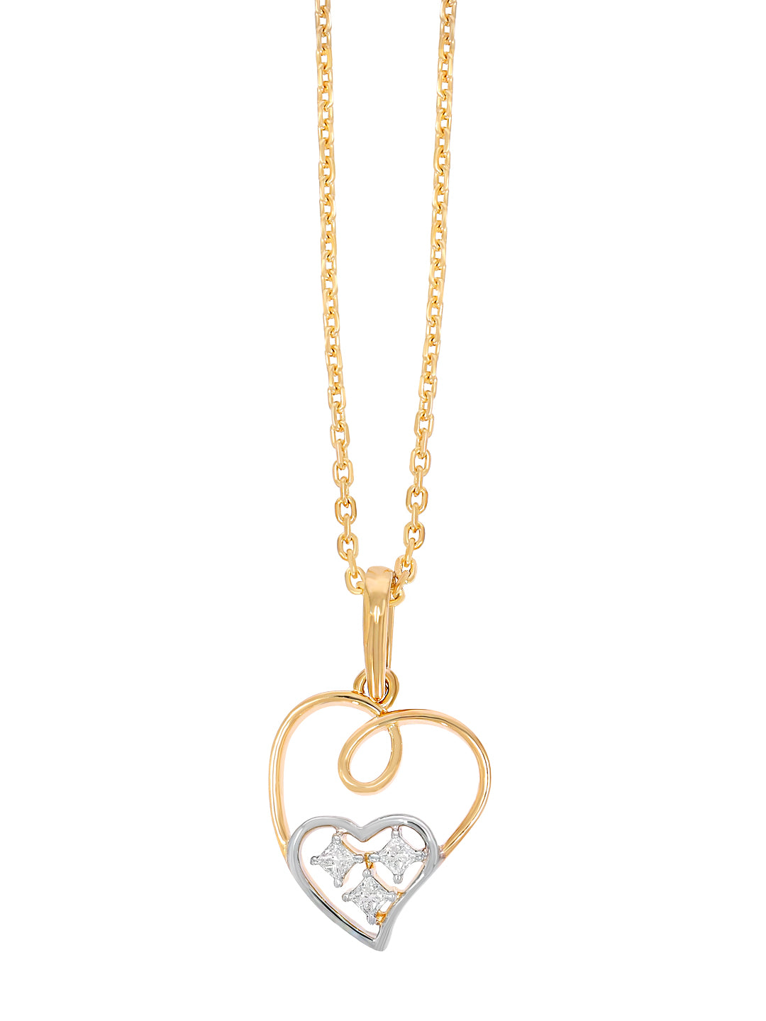 PRINCESS CUT LOOPY HEART PENDANT
