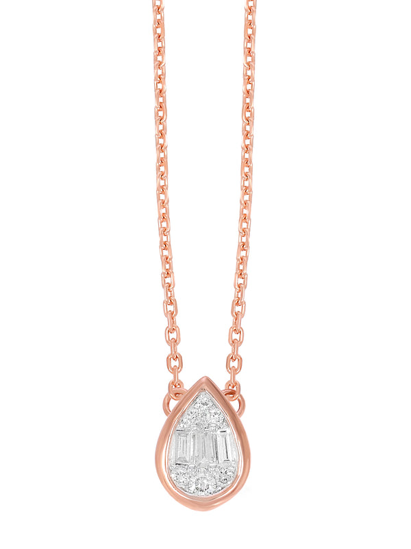 BAYAN Baguette Cut Composite Drop Pendant | Lab Grown Diamond | Silver | SGL Certified