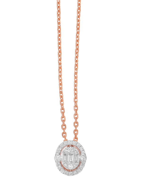 BAYAN Baguette Cut Composite Oval Pendant | Lab Grown Diamond | Silver | SGL Certified