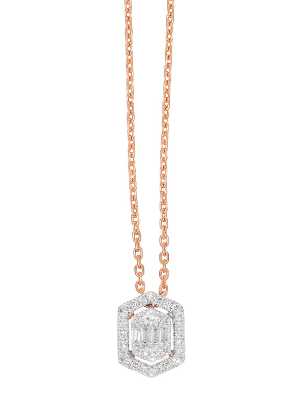 BAYAN Baguette Cut Hexagon Pendant | Lab Grown Diamond | Silver | SGL Certified