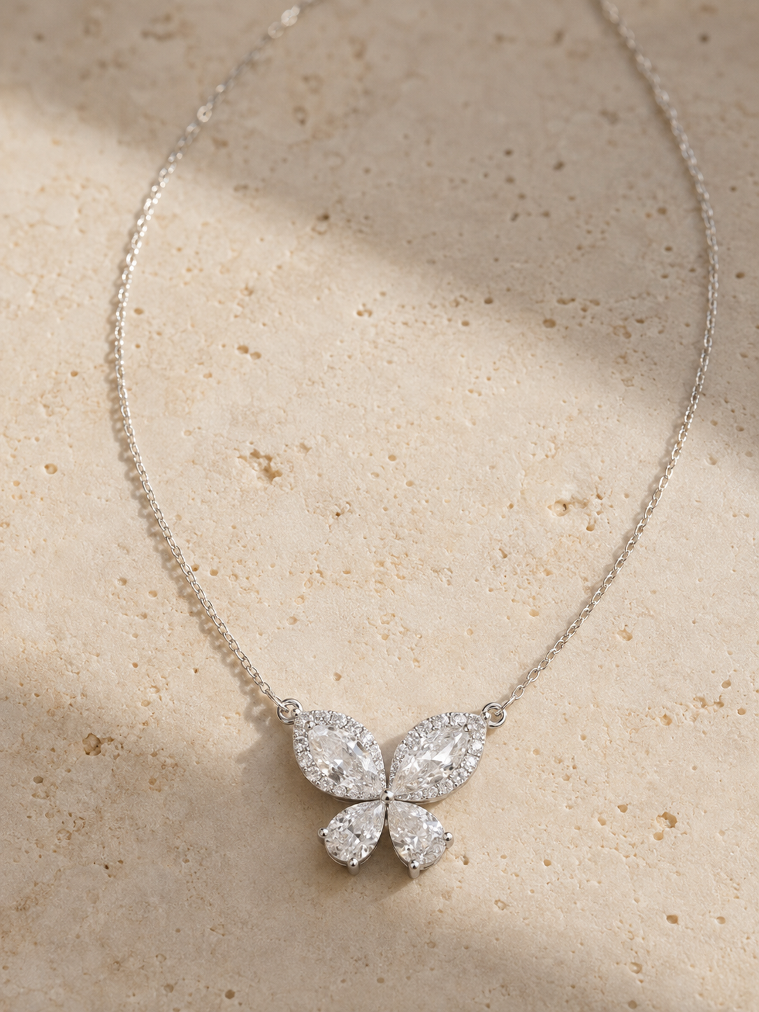 Butterfly Necklace — CZ & Silver