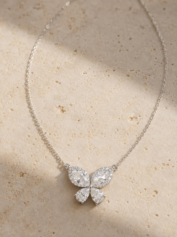 Butterfly Necklace — CZ & Silver