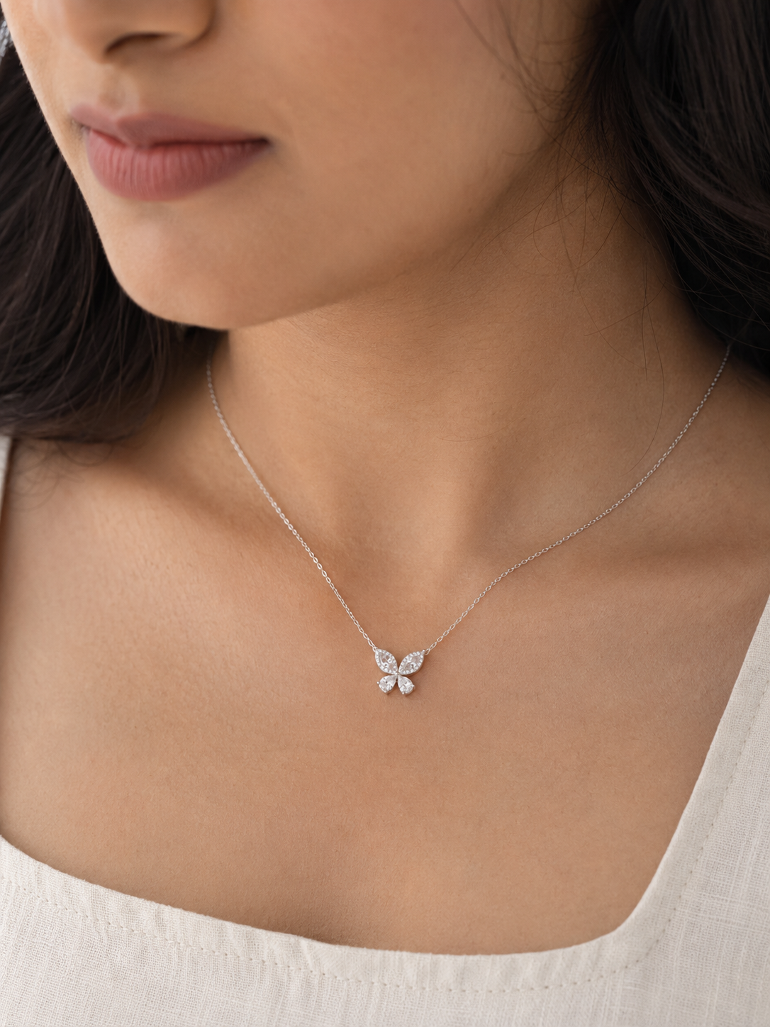 Butterfly Necklace — CZ & Silver