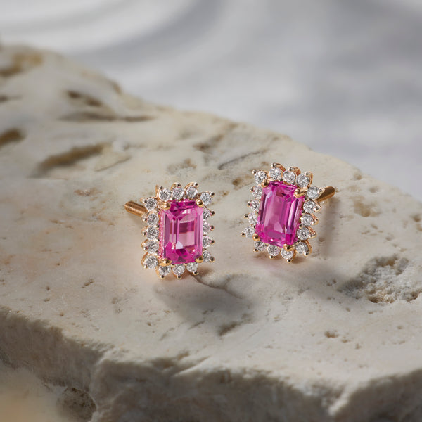 BAYAN Pink Sapphire Muse Earrings | Color Stone | Silver