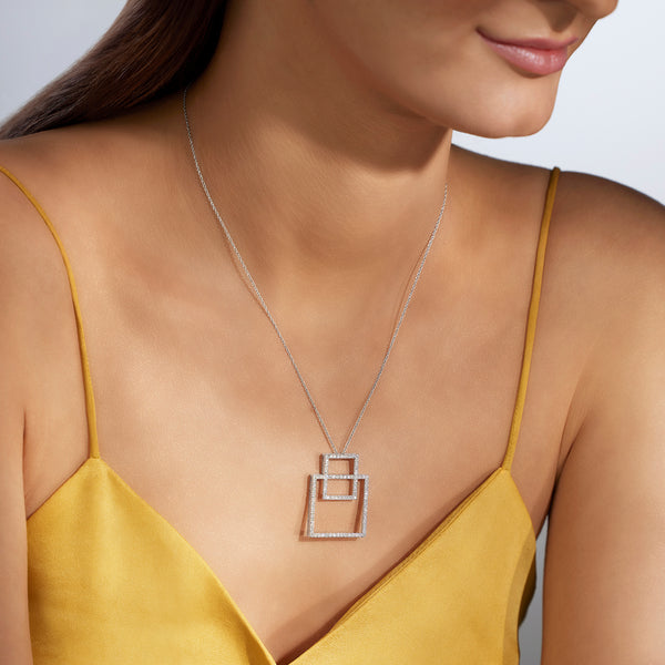 BAYAN Interlinked Square Pendant | Lab Grown Diamond | Silver | SGL Certified