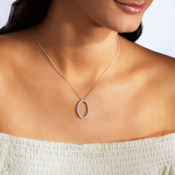 BAYAN Diamond Oval Pendant | Lab Grown Diamond | Silver | SGL Certified