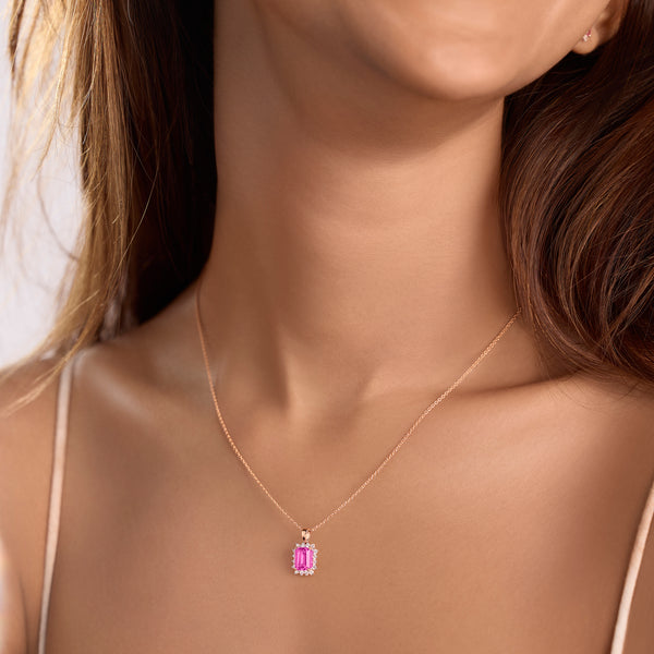 BAYAN Pink Sapphire Muse Pendant | Lab Grown Diamond | Silver | SGL Certified