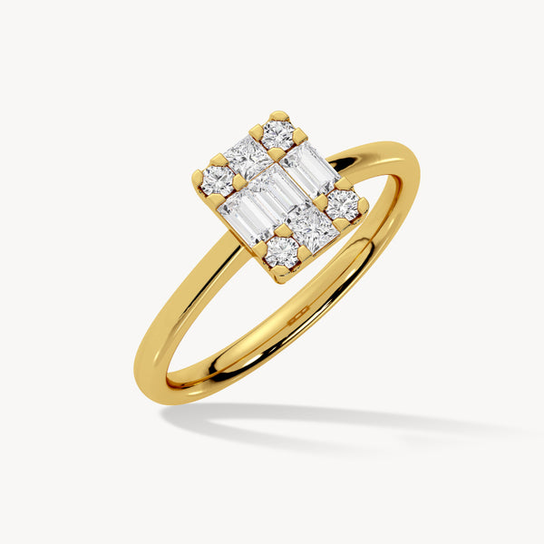 BAYAN Baguette Grid Ring | Lab Grown Diamond | Silver | SGL Certified