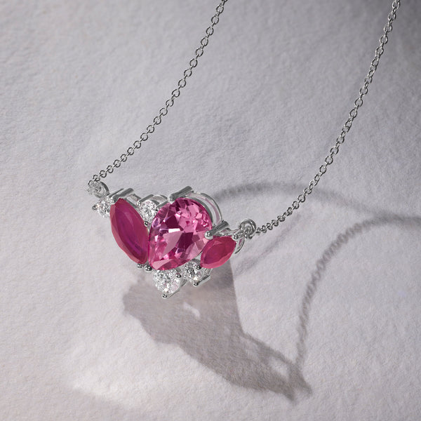 BAYAN Pink Powerhouse Necklace | Color Stone | Silver