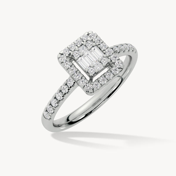 BAYAN Radiant Rectangle Ring | Lab Grown Diamond | Silver | SGL Certified