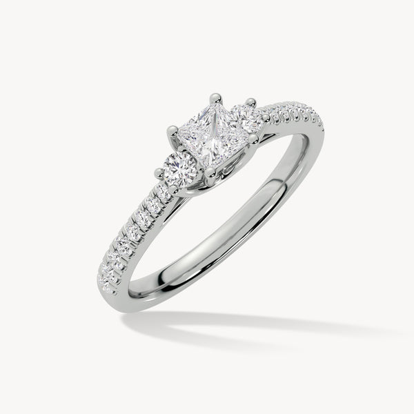 BAYAN Princess Trio Ring | Lab Grown Diamond | Silver | SGL Certified