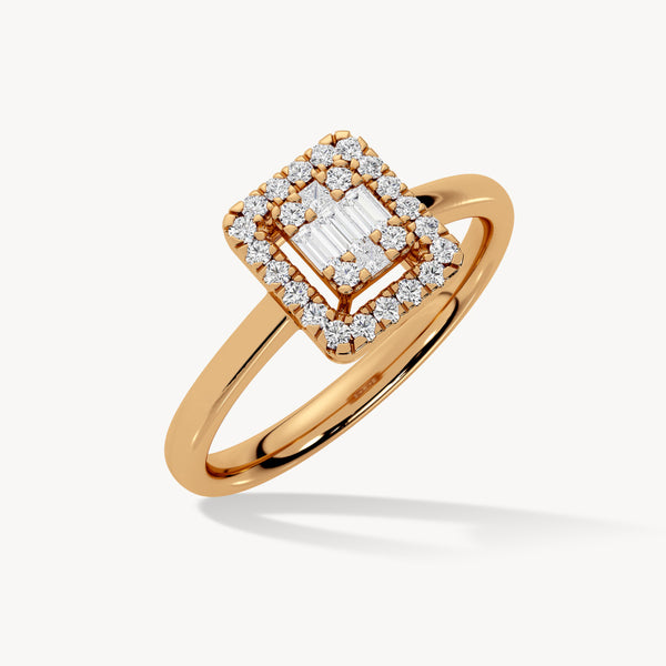BAYAN Baguette Halo Ring | Lab Grown Diamond | Silver | SGL Certified