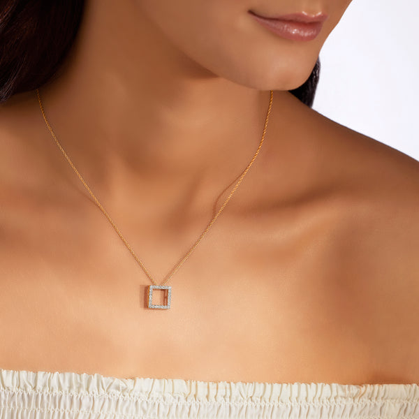 BAYAN Diamond Square Pendant | Lab Grown Diamond | Silver | SGL Certified