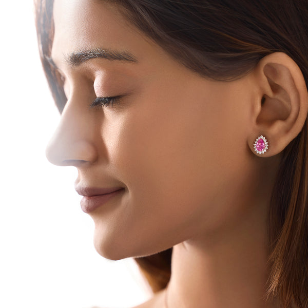 BAYAN Pink Muse Earrings | Color Stone | Silver