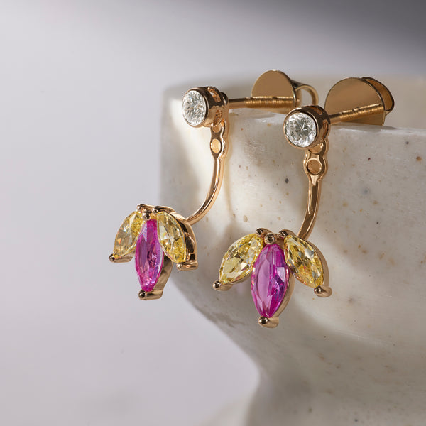BAYAN Playful Petal Earrings | Color Stone | Silver