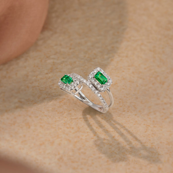 BAYAN Emerald Power Play Ring | Lab Grown Diamond | Silver | SGL Certified