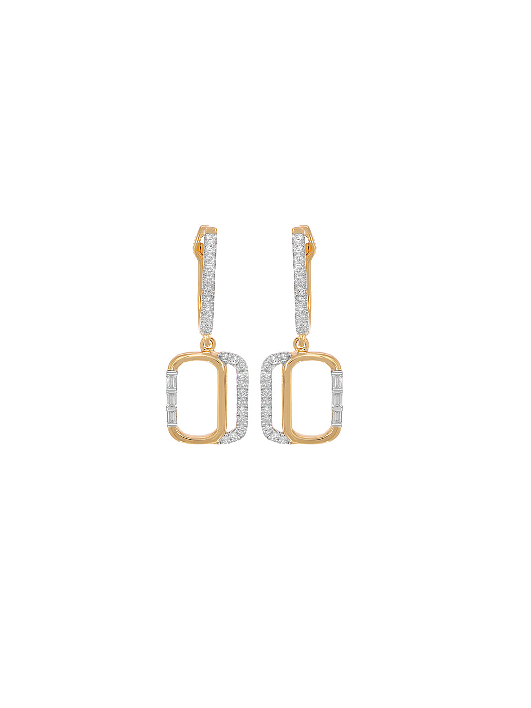 BAGUETTE AND ROUND CUT DANGLER EARRING