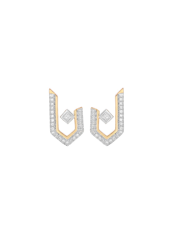 BAYAN Princess And Round Cut Open Hex Earring | Lab Grown Diamond | Silver | SGL Certified