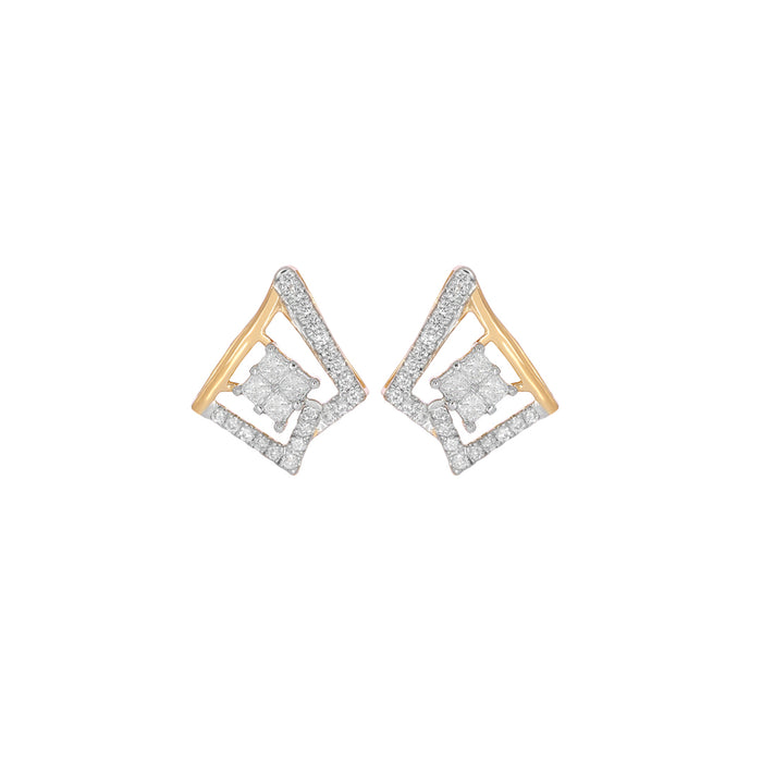 BAYAN Princess Cut Invisible Set Metaphor Earring | Lab Grown Diamond | Silver | SGL Certified