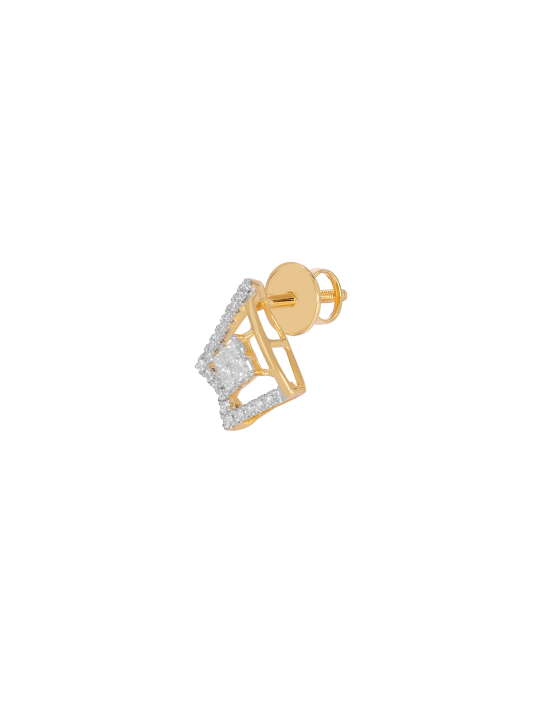 BAYAN Princess And Round Diamond Half Kite Earring | Lab Grown Diamond | Silver | SGL Certified