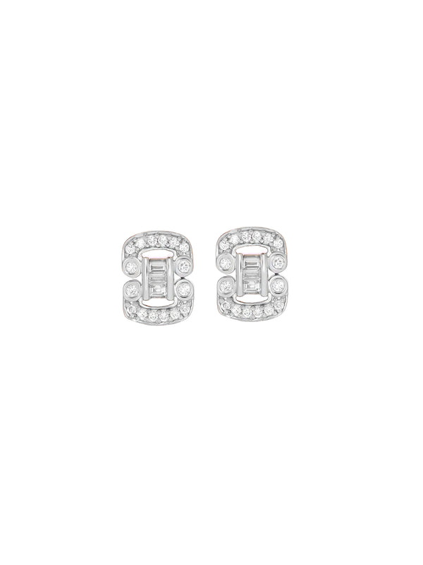 BAYAN Baguette Cut Composite Bracket Earring | Lab Grown Diamond | Silver | SGL Certified