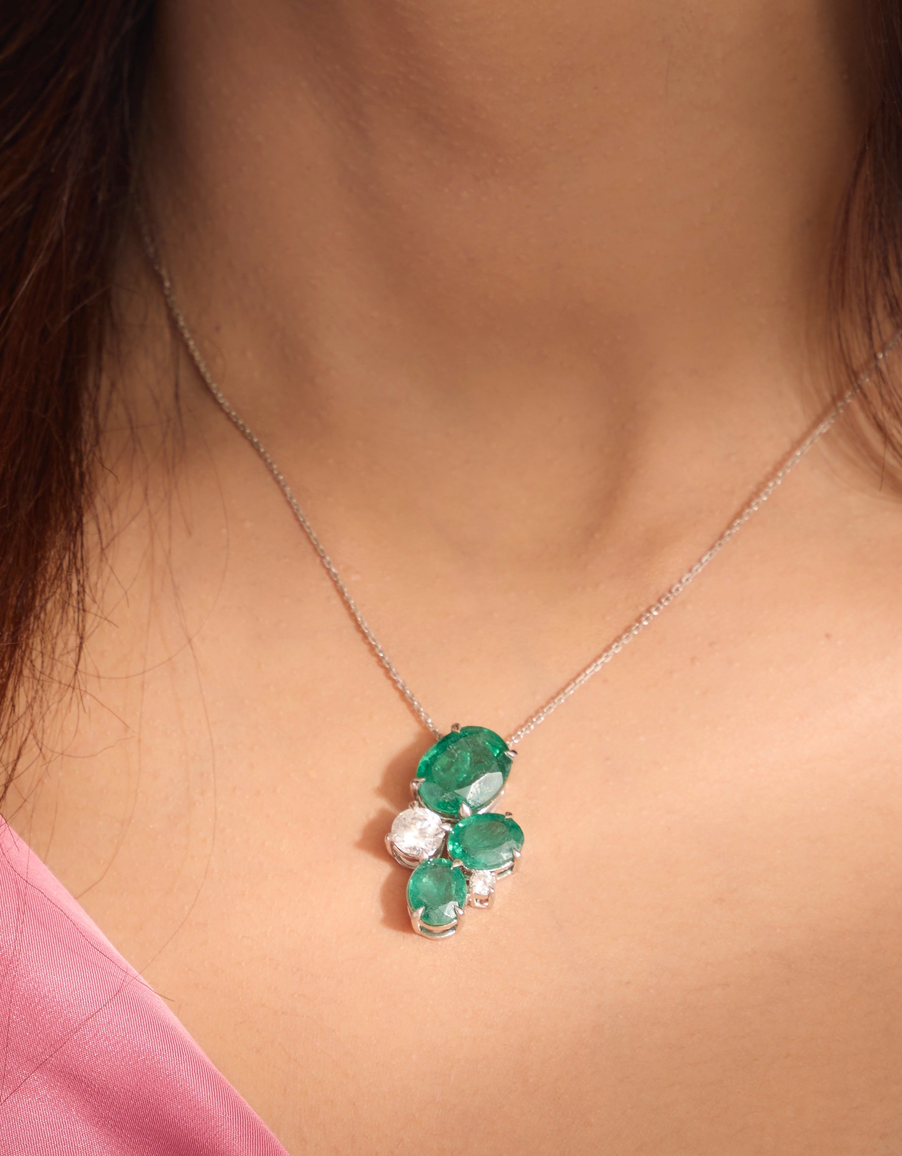 Emerald Bloom Pendant with 1.0 carat Lab Grown Diamond